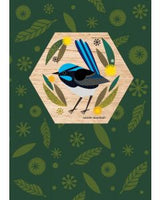 Wood Magnet Card - Fairy Wren