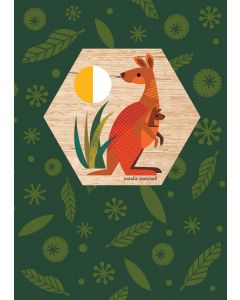 Wood Magnet Card - Kangaroo