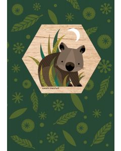 Wood Magnet Card - Wombat