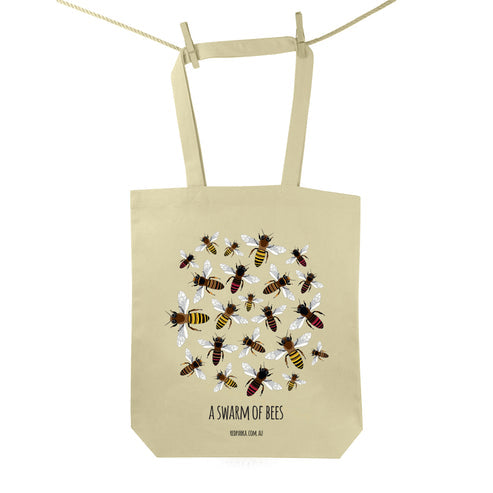 Red Parka Tote Bag - Swarm of Bees