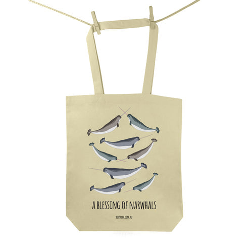 Red Parka Tote Bag - Blessing of Narwhals