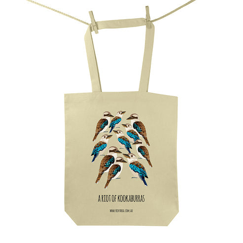 Red Parka Tote Bag - Riot of Kookaburras