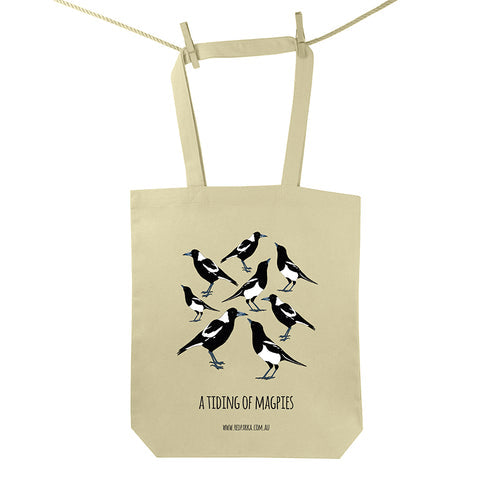 Red Parka Tote Bag - Tiding of Magpies